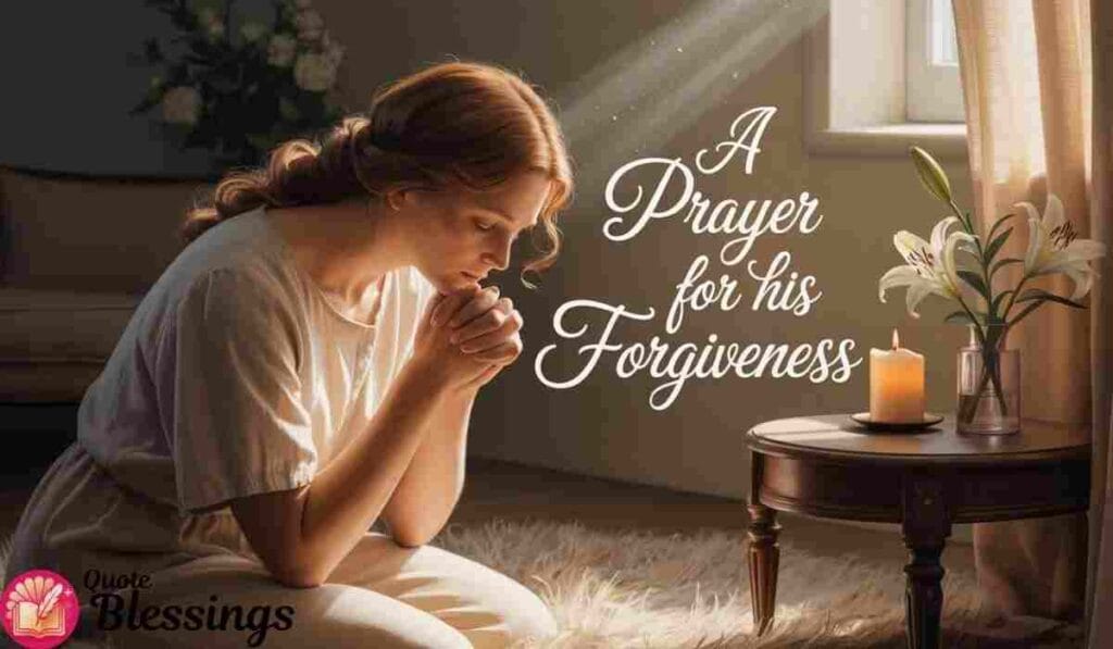 Woman praying beside candlelight – A Prayer for His Forgiveness.