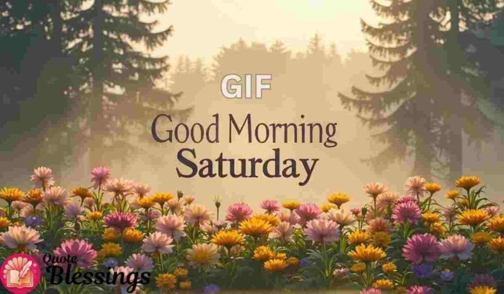 Good Morning Saturday with flowers Gif.