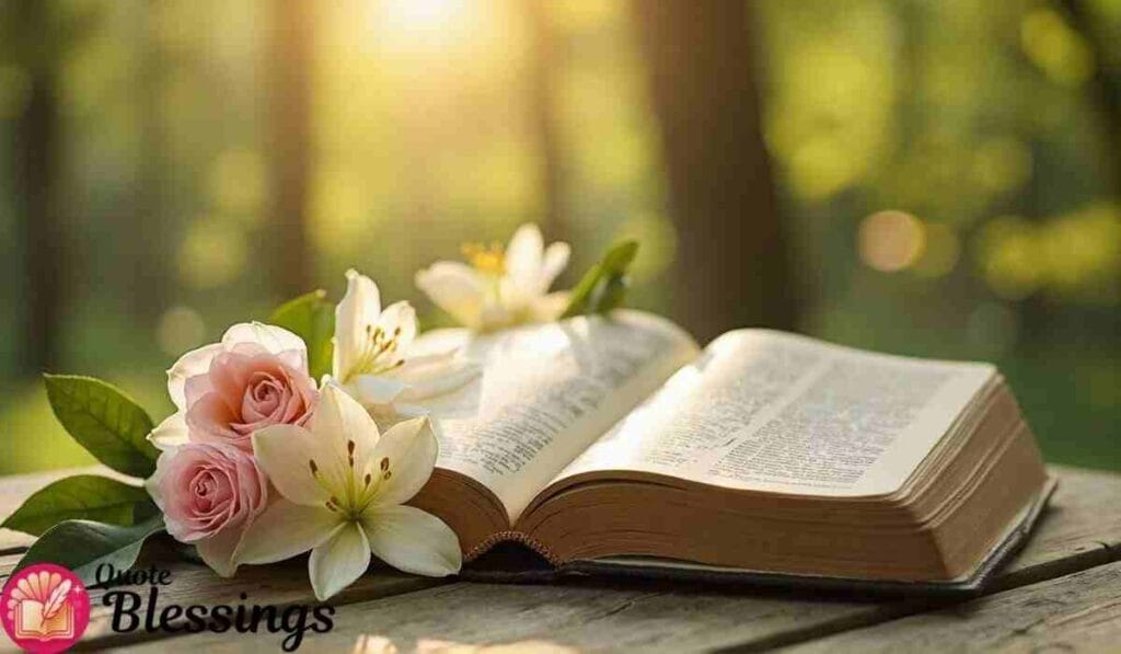 Bible with Flowers in Sunlight.
