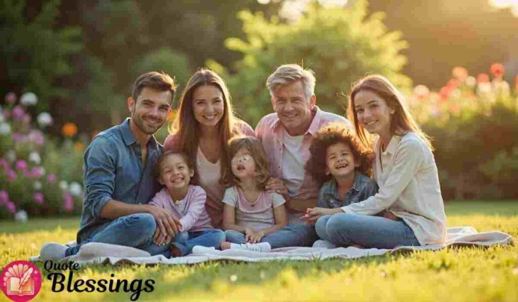 Happy Family Gathering Outdoors.