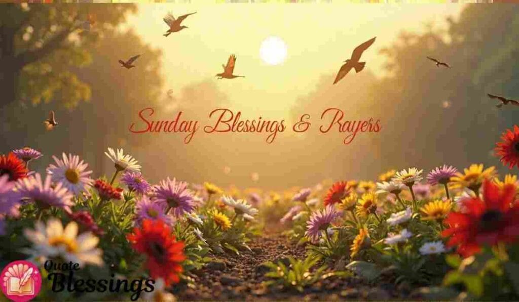 Peaceful Sunday Blessings prayers with Flowers.