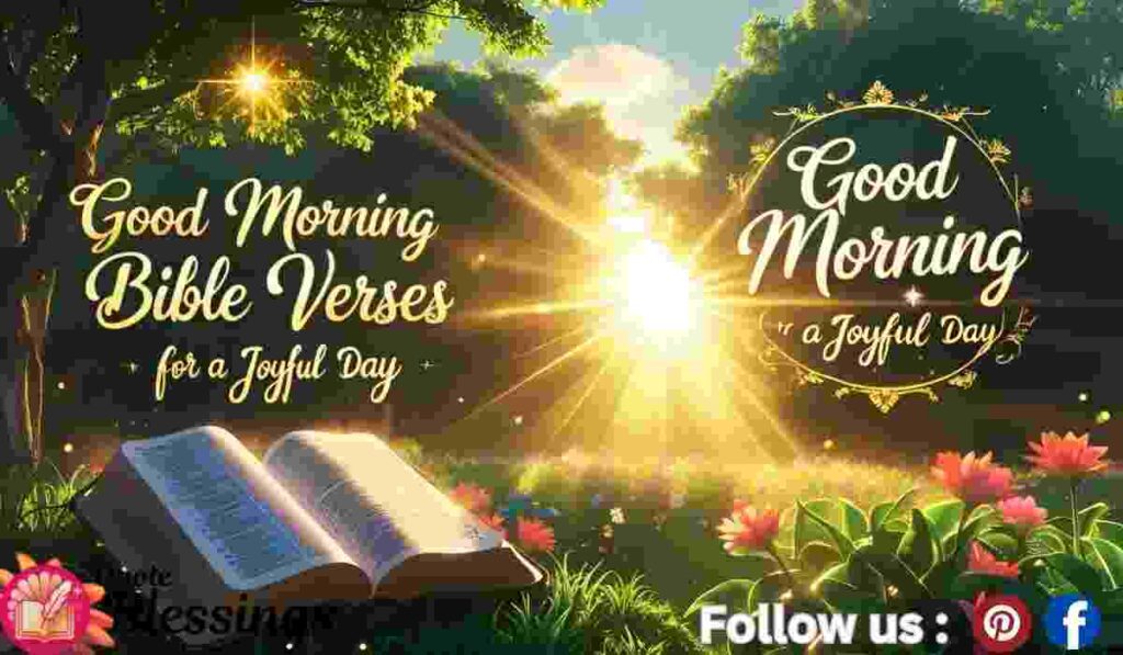 Morning Bible verse with sunrise scene.