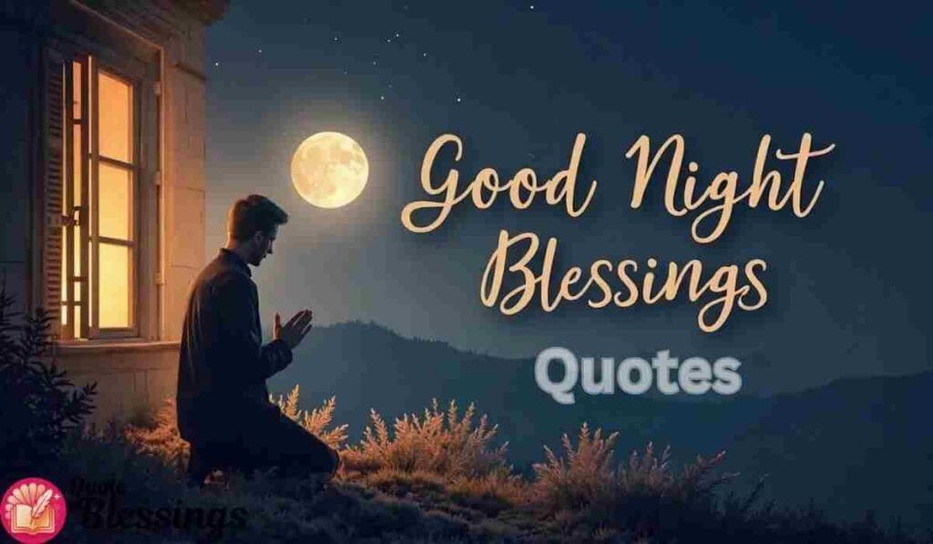 Man praying under moonlit night sky.