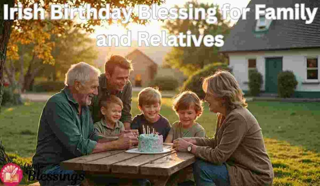 Family celebrating birthday outdoors.