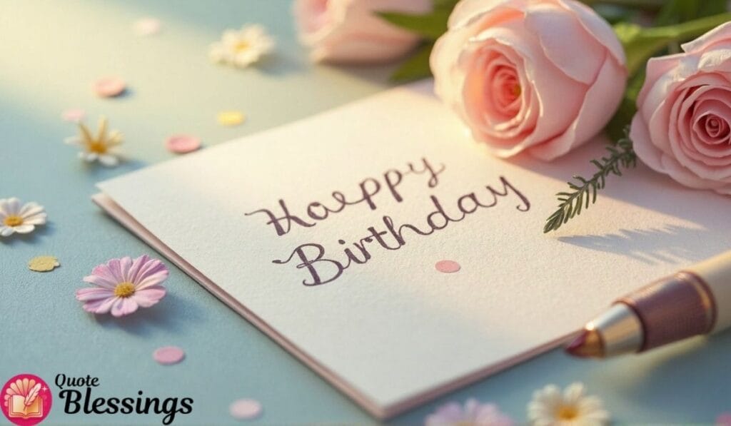 Happy birthday card with flowers.