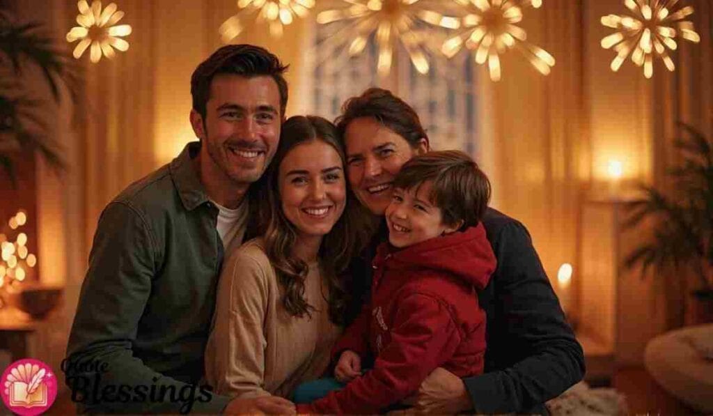 Happy family holiday portrait together.