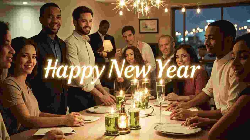 New Year for Coworkers and Teams party celebration.
