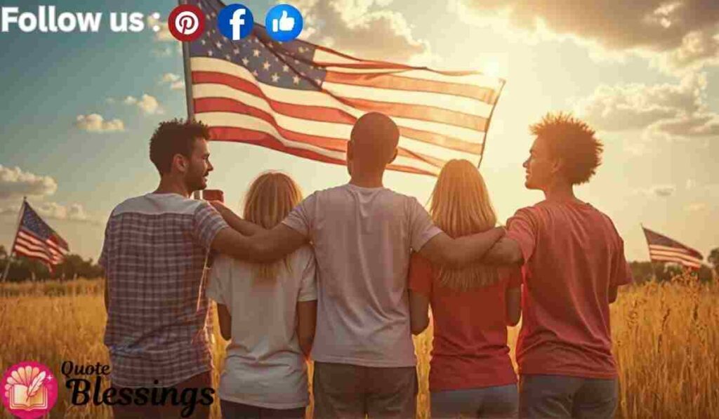 Friends honoring Memorial Day flag.