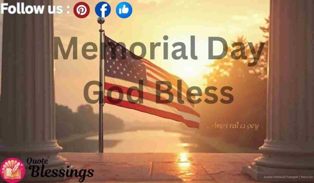 Memorial Day Blessed USA flag at sunset.